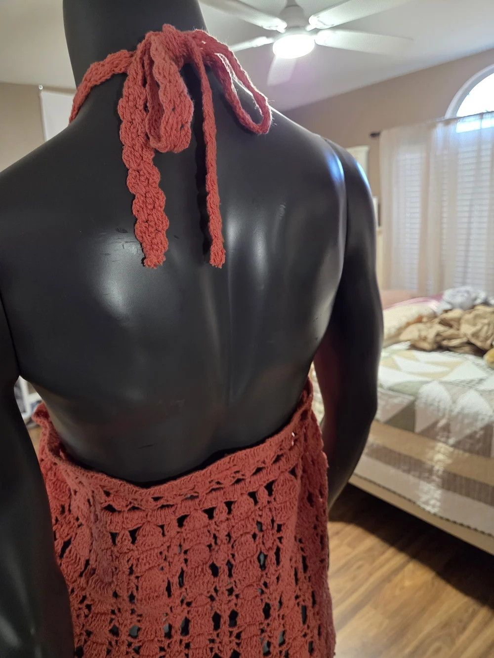 NWT Free People Coral Crochet Halter Tie Waist Swim Coverup